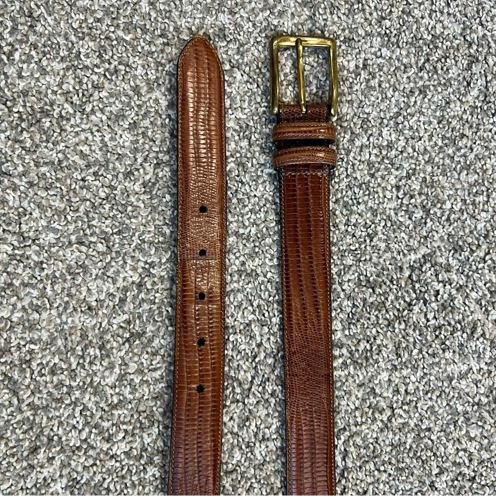 Trafalgar Brown Embossed Italian Calfskin‎ Leather Belt Solid Brass Buckle, 38